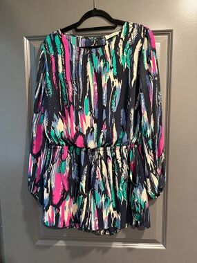 Buddy Love - Navy Brushstroke Peplum Romper